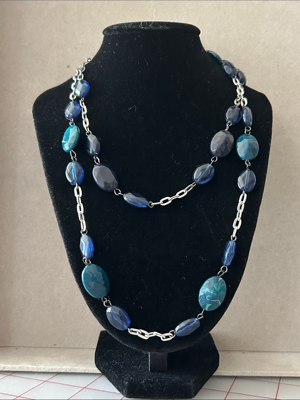 Blue Multi-Stone Layered Necklace - Unbranded